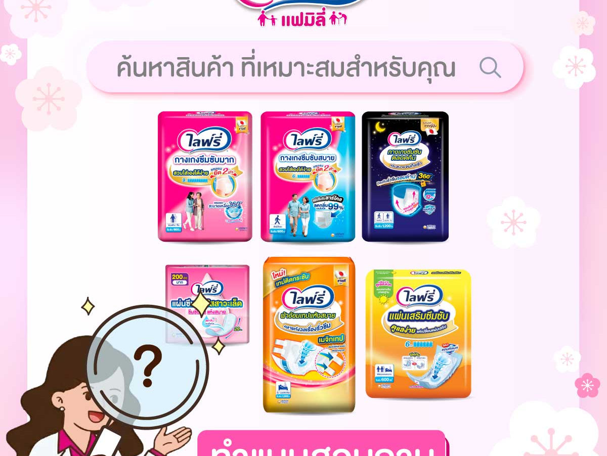 คู่มือในการเลือกสินค้าผ้าอ้อมผู้ใหญ่ Lifree ให้เหมาะกับตัวคุณ